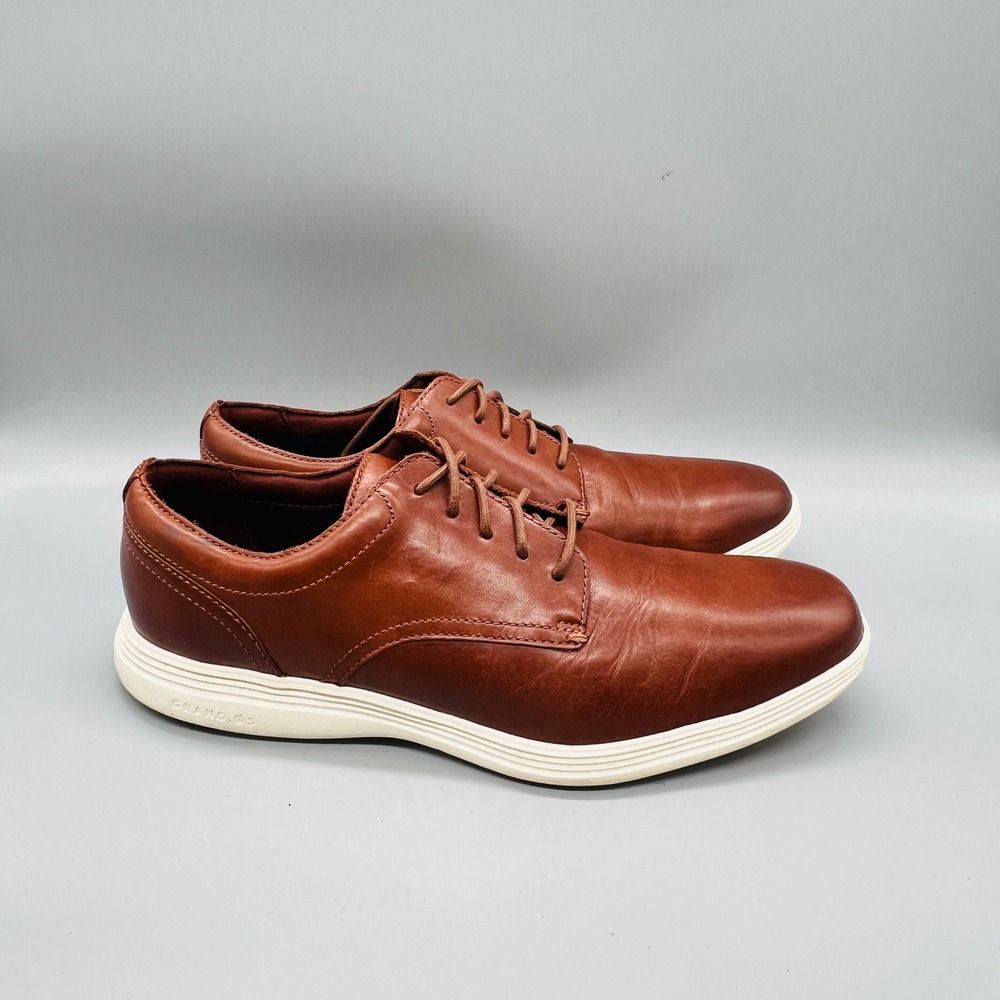 Cole Haan Shoes Men 9 Brown Leather Grand OS Oxford Hybrid Sneaker Dress Classic